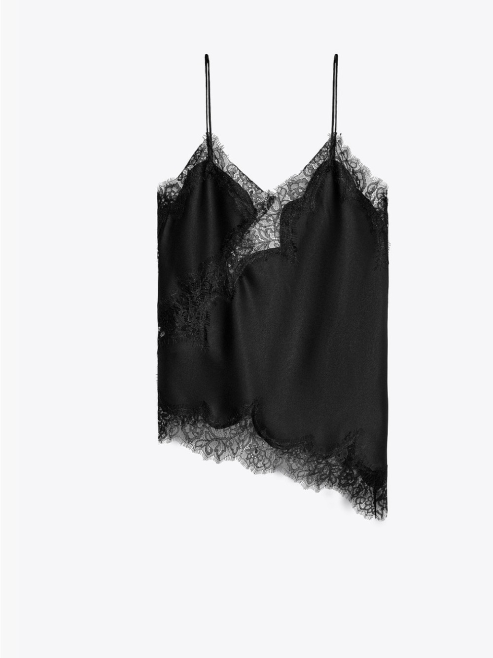 Zara Black Lace Satin Camisole Parisian Chic L